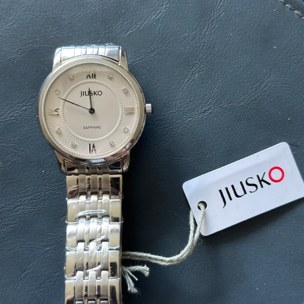 Elegant Silver Roman Numeral Watch with Woven Bracelet Quartz/Sapphire. SALE!!!